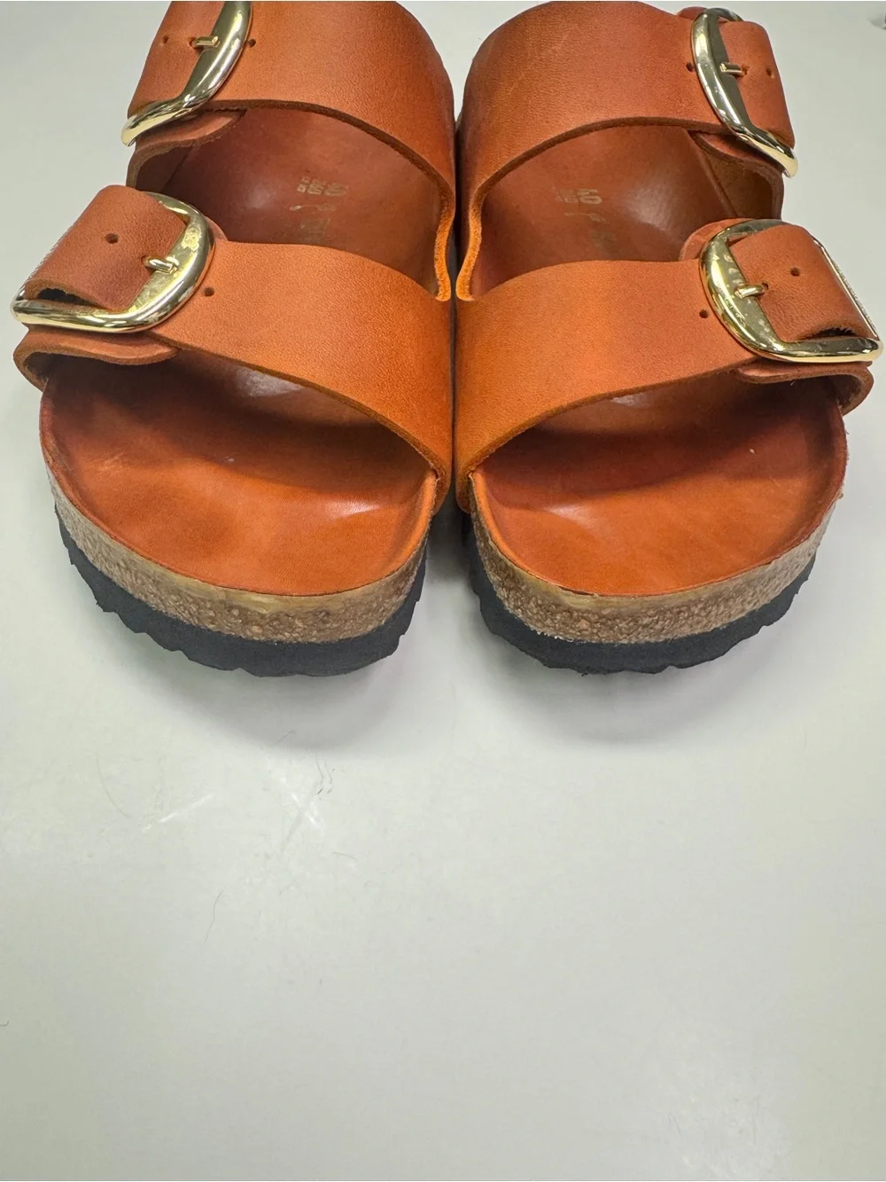 Birkenstock Arizona Big Buckle Leather Slides Burnt Orange Double Strap Size 40 - Picture 9 of 12
